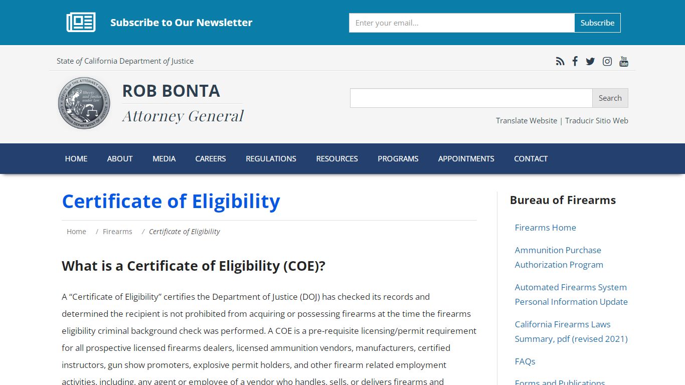 Certificate of Eligibility | State of California - Attorney General of ...